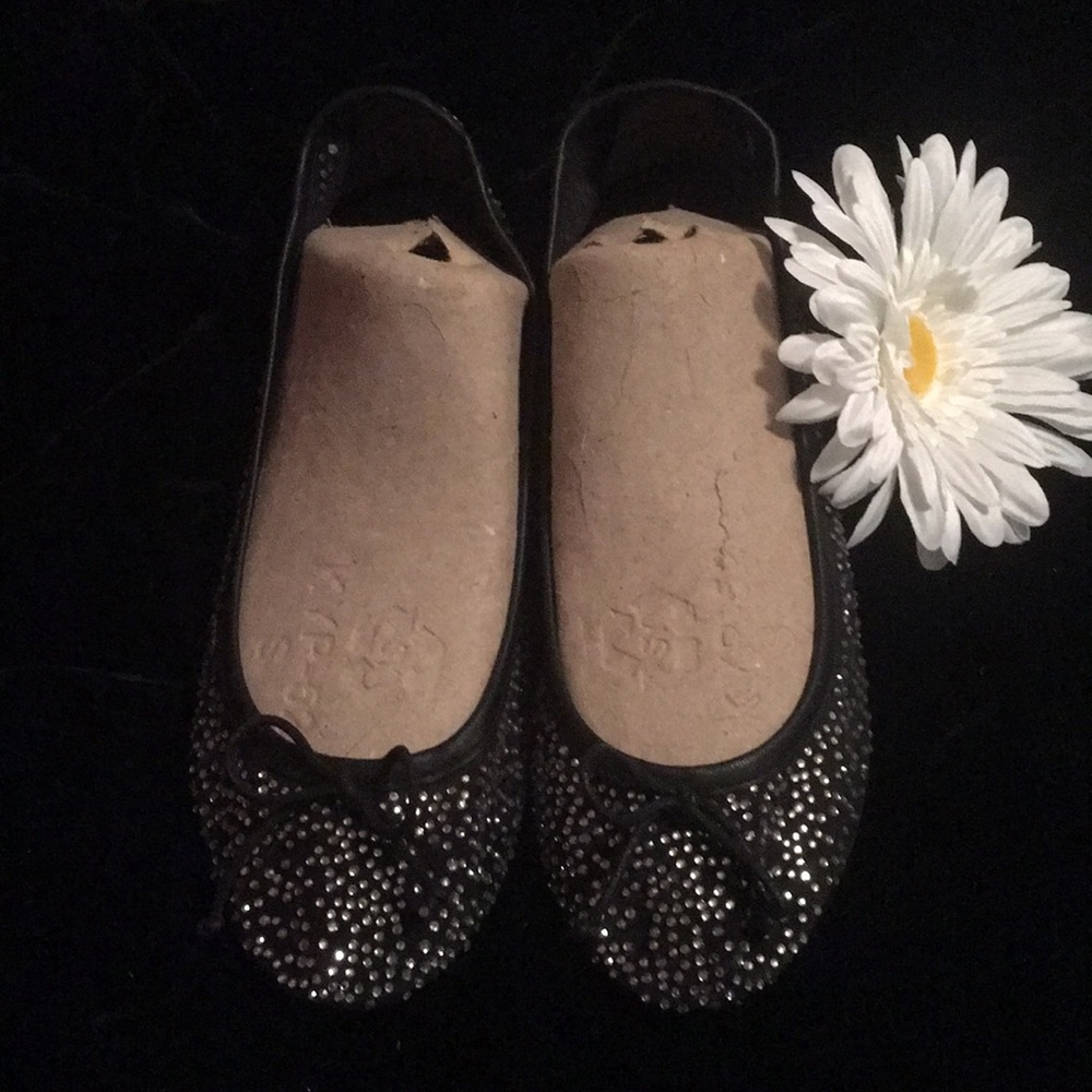 Black and Rhinestone Ballet Flats